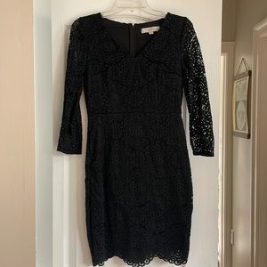 Loft black v-neck sheath dress